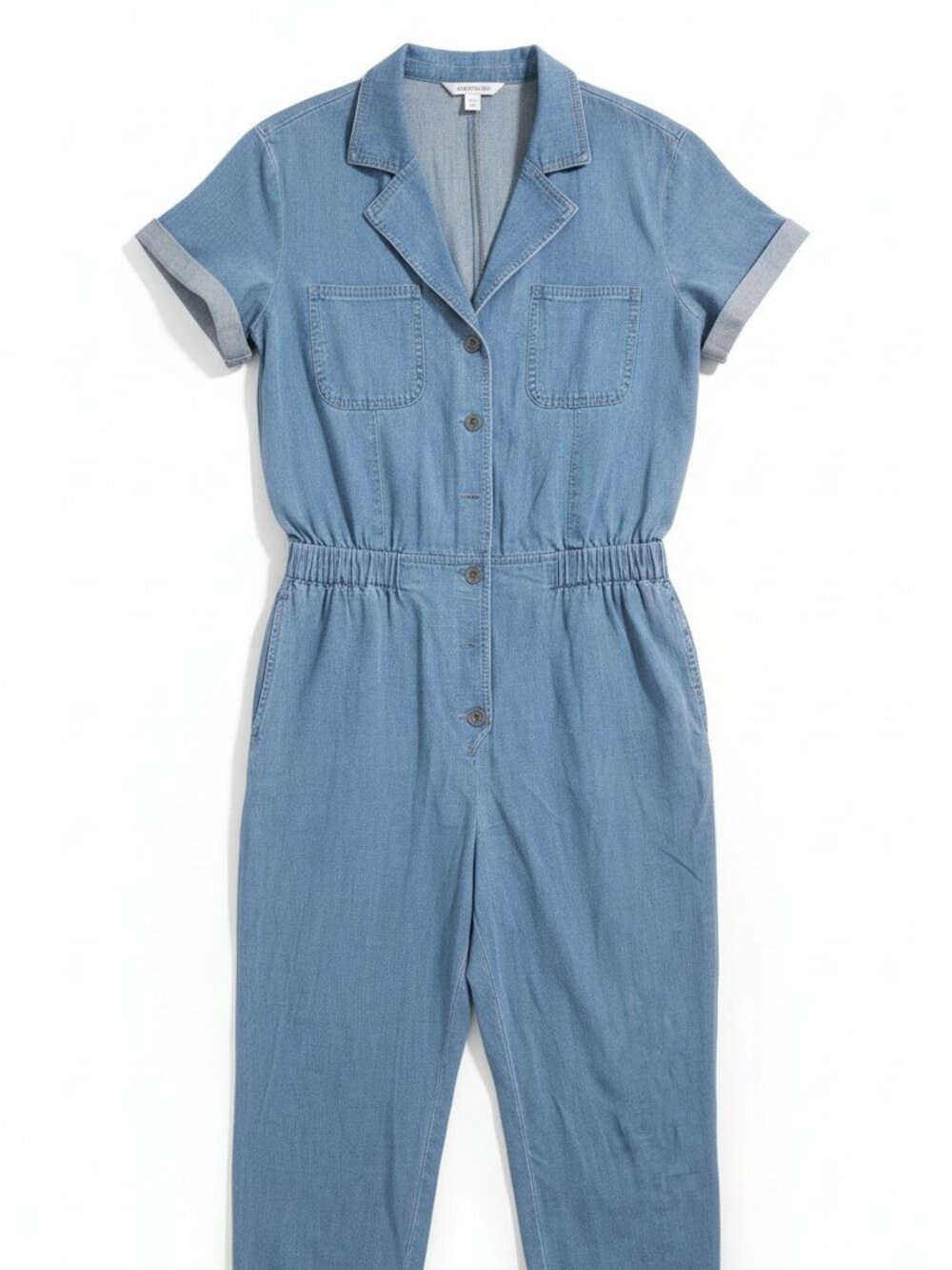 No Boundaries Denim Jumpsuit Light Wash Utility Short Sleeve Jogger L 11-13